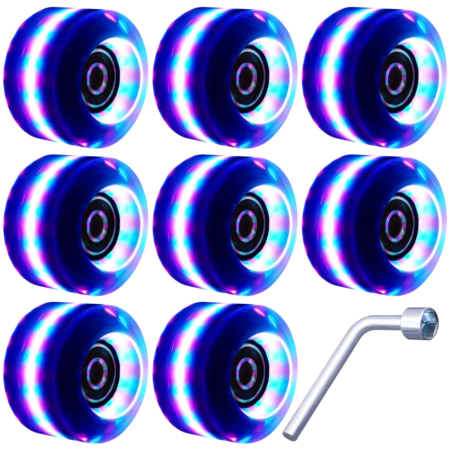 Tanzfrosch 8 Pack Roller Skate Wheels With Bearings Installed Quad Light Up Wheels For Double Row Skating And Skateboard 82A 32M