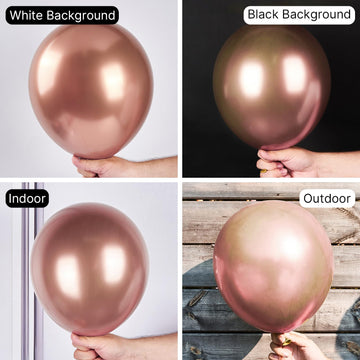 PartyWoo Rose Gold Metallic Balloons, 12 Inch, 100 pcs Rubber for Bachelorette & Wedding Decorations, Model G107