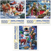 Bits And Pieces - Value Set Of Three (3) 1000 Piece Jigsaw Puzzles For Adults - Each Puzzle Measures 20' X 27' - Winter Holiday Forest Animals Jigsaws By Artist Larry Jones