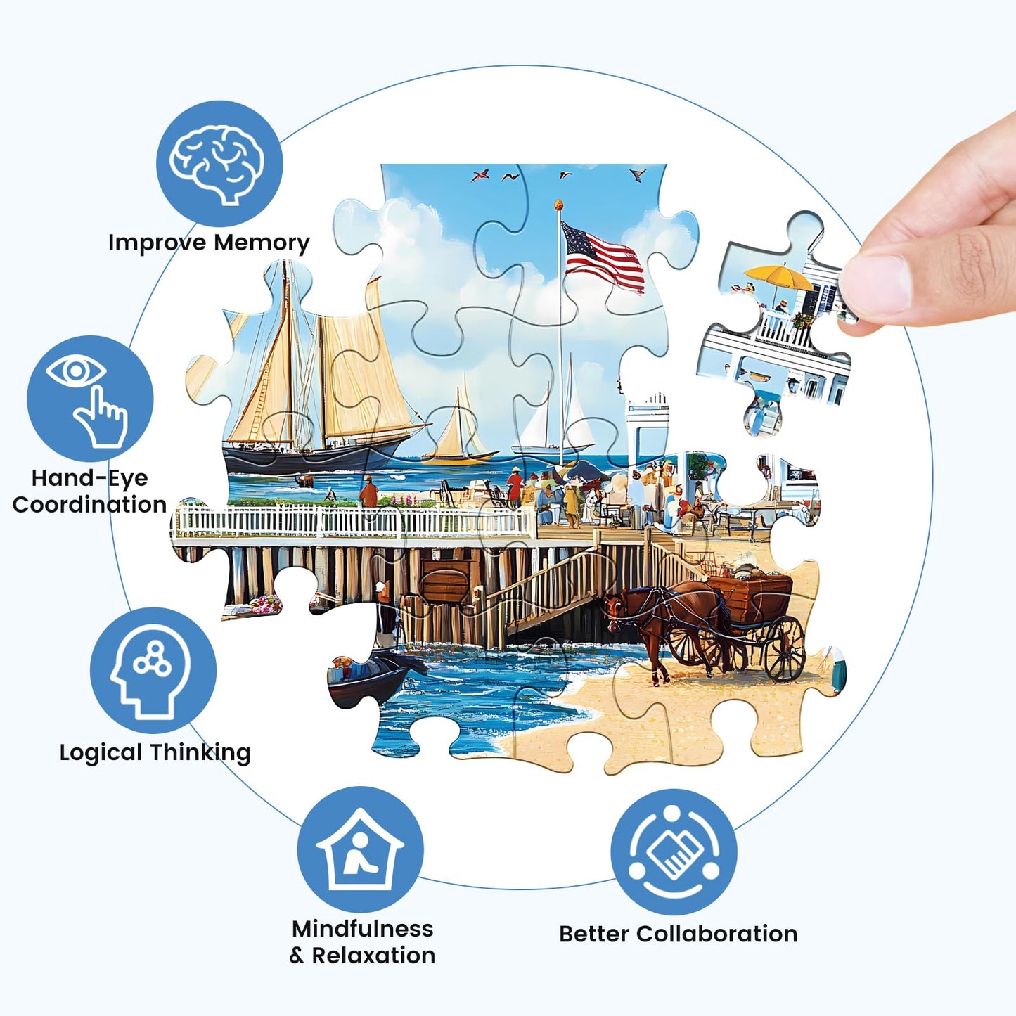 Jigsaw Puzzles 300 Pieces for mature-themeds White Villa Puzzle 300 Pieces mature-themed Puzzles Games for Kids Ages 8-10 10-12 Recycled Cardboard Puzzle Pieces Family Challenging Game 20.5x15IN