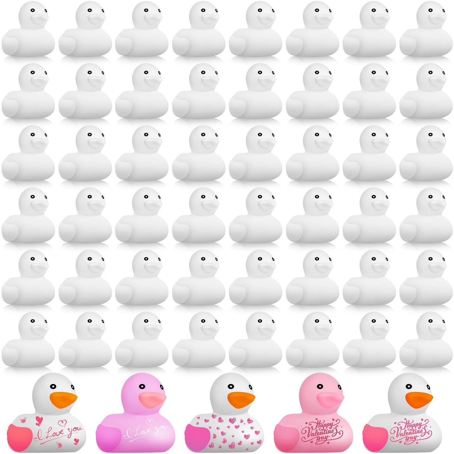Sratte 100 Pieces Diy Rubber Ducks White Blank Rubber Bath Mini Ducks For Pool Bathtub Baby Party Favors Kids Birthday Gifts