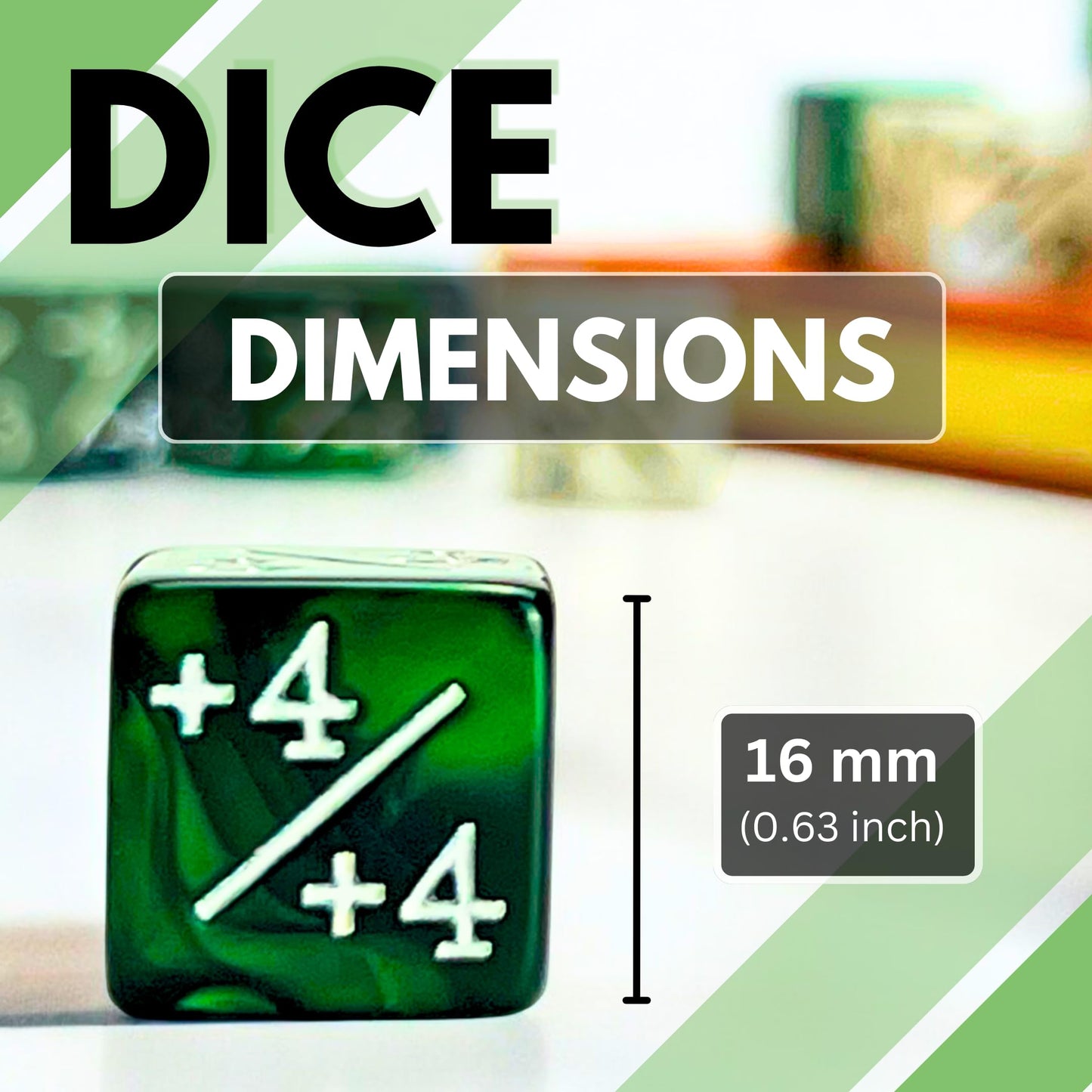 Luck Lab Mtg Magic Life Counter Dice - 48 Pcs Compatible W/Magic Card Game Accessories, Ccg Creature Stats W/ 2 Dice Bags (Green