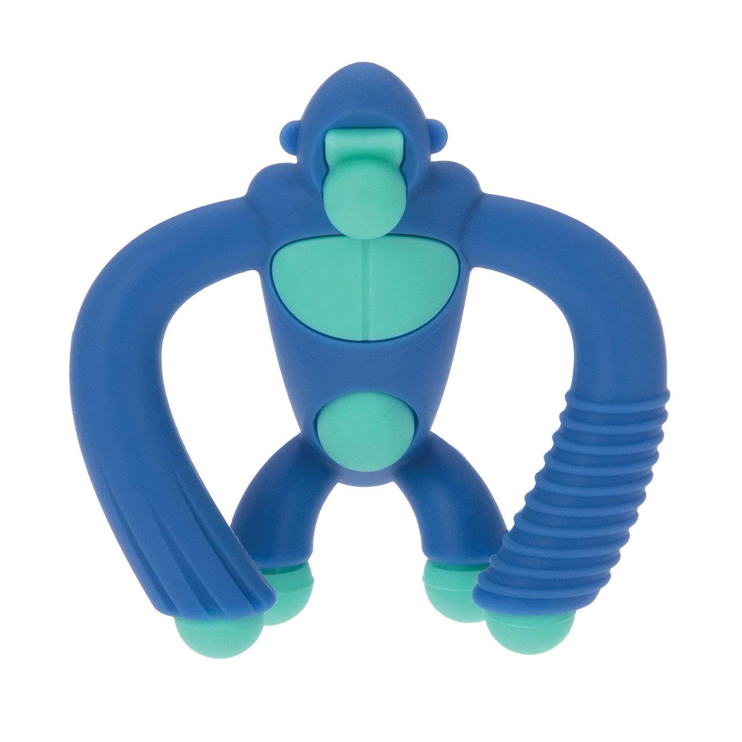 Nuby Geo Zoos Massaging Teether - Baby Teething Toy - Soft Easy Grip - 3+ Months - Blue Gorilla - Easter Basket Stuffer