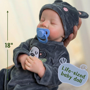 Dayoff Kids Reborn Baby Dolls,18 Inch Realistic Baby Doll With Full Vinyl Body Lifelike Baby Dolls Real Life Baby Doll For Kids Age 3+ (Levi.B)