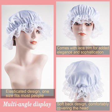 Zjoey 6 Pcs White Mob Cap Costume Pioneer Bonnet Women'S Colonial Bonnet Lace Frilly Grandma Night Hat Accessories(6 Pcs White)