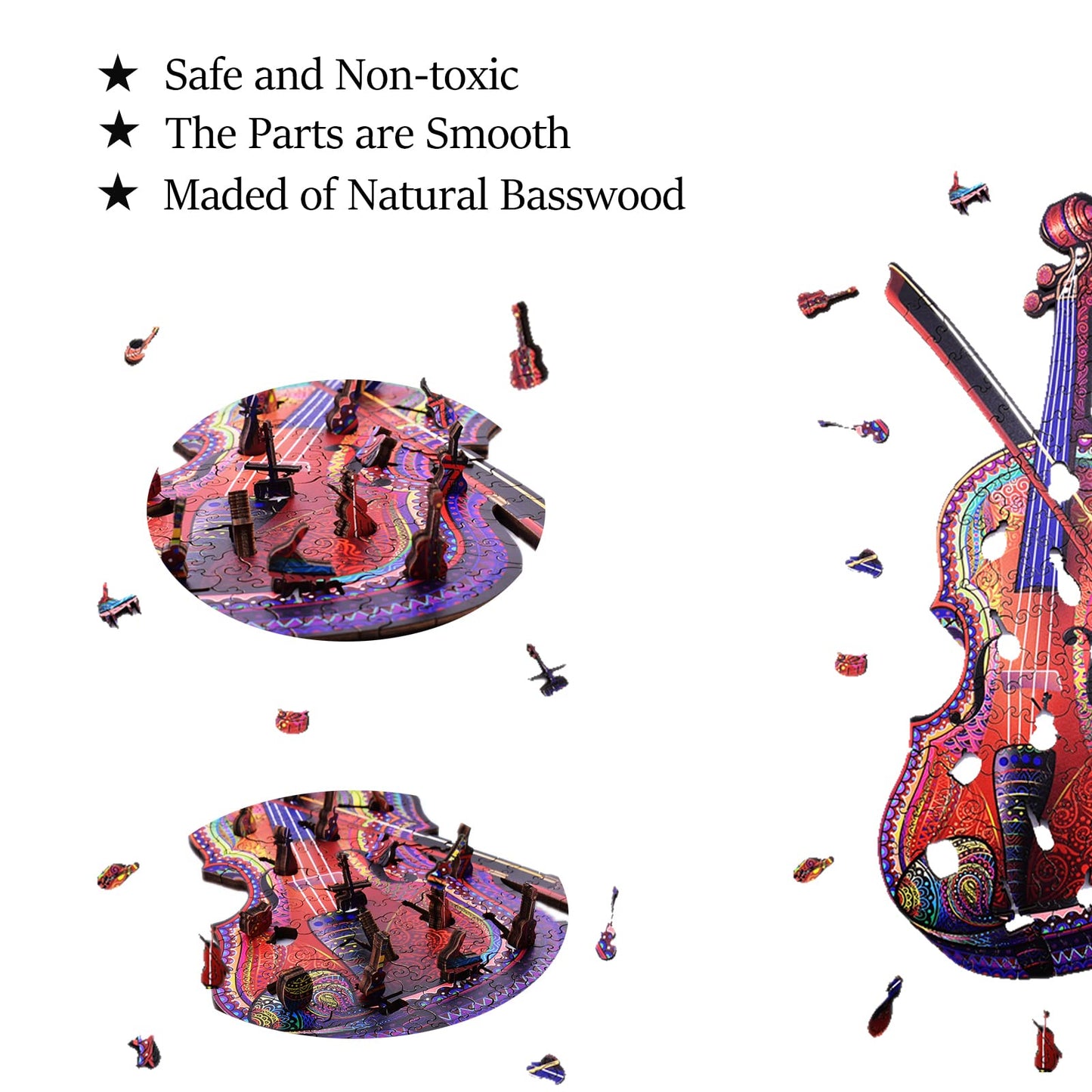 Wentufin - 150 Pieces Wooden Jigsaw Puzzles For Adults Large Size Wood Cut Puzzles Violin Wooden Jigsaw Puzzles Gift For Christm