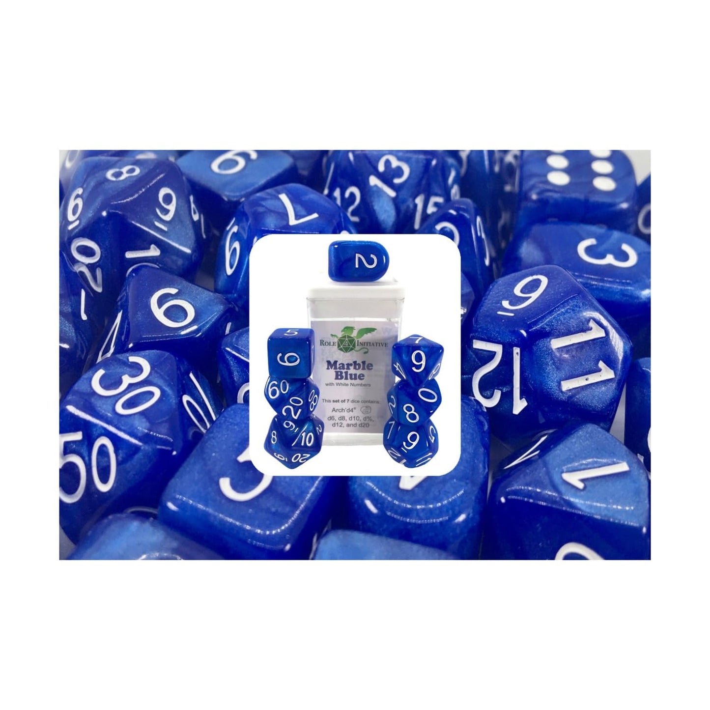 Role 4 Initiative Poly Set Marble Blue W/White And Arch'D4 (7)