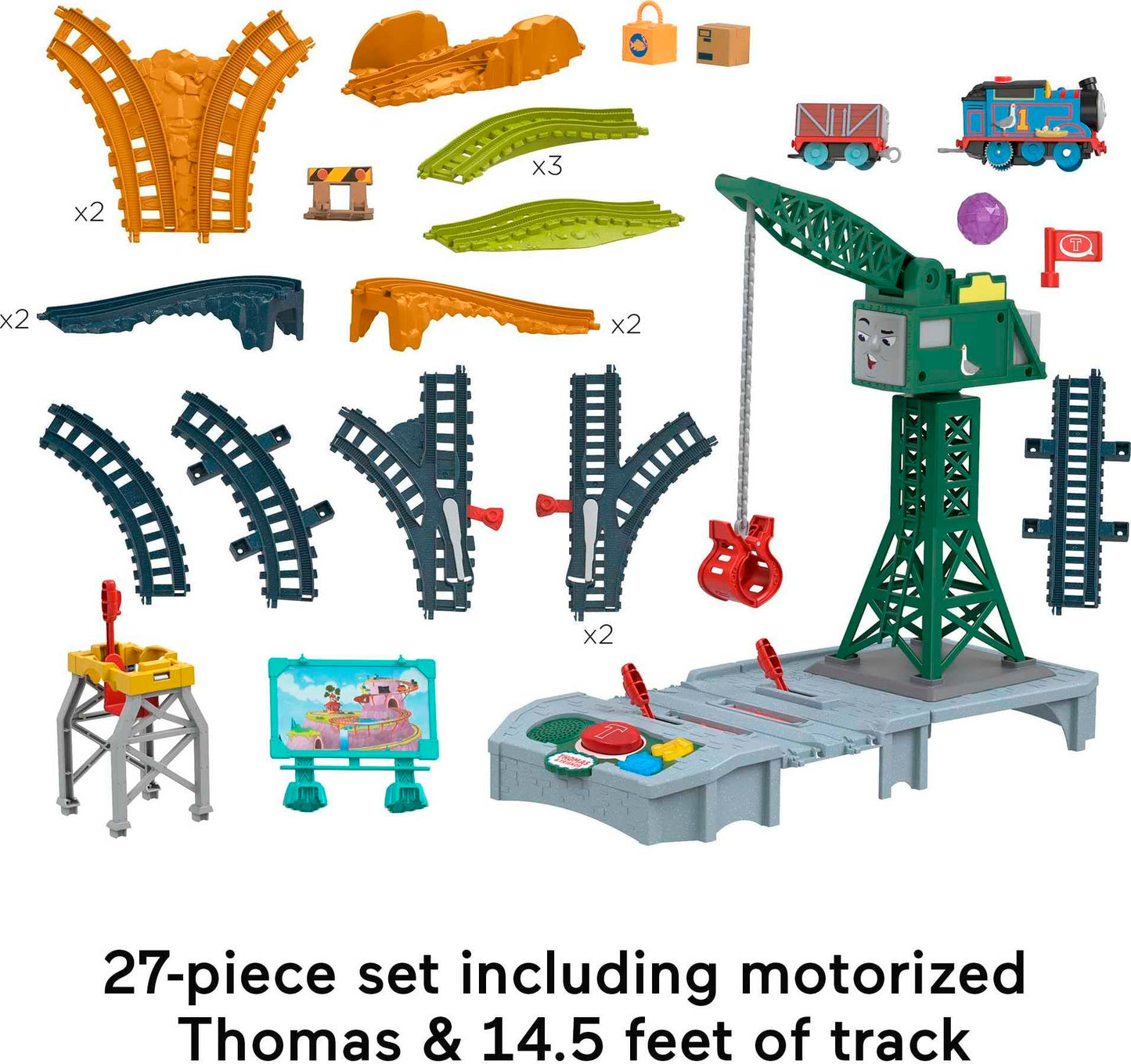 Thomas & Friends Motorized Toy Train Set, Talking Cranky Delivery With Track, Sounds & Phrases For Pretend Play Preschool Kids Ages 3+ Years