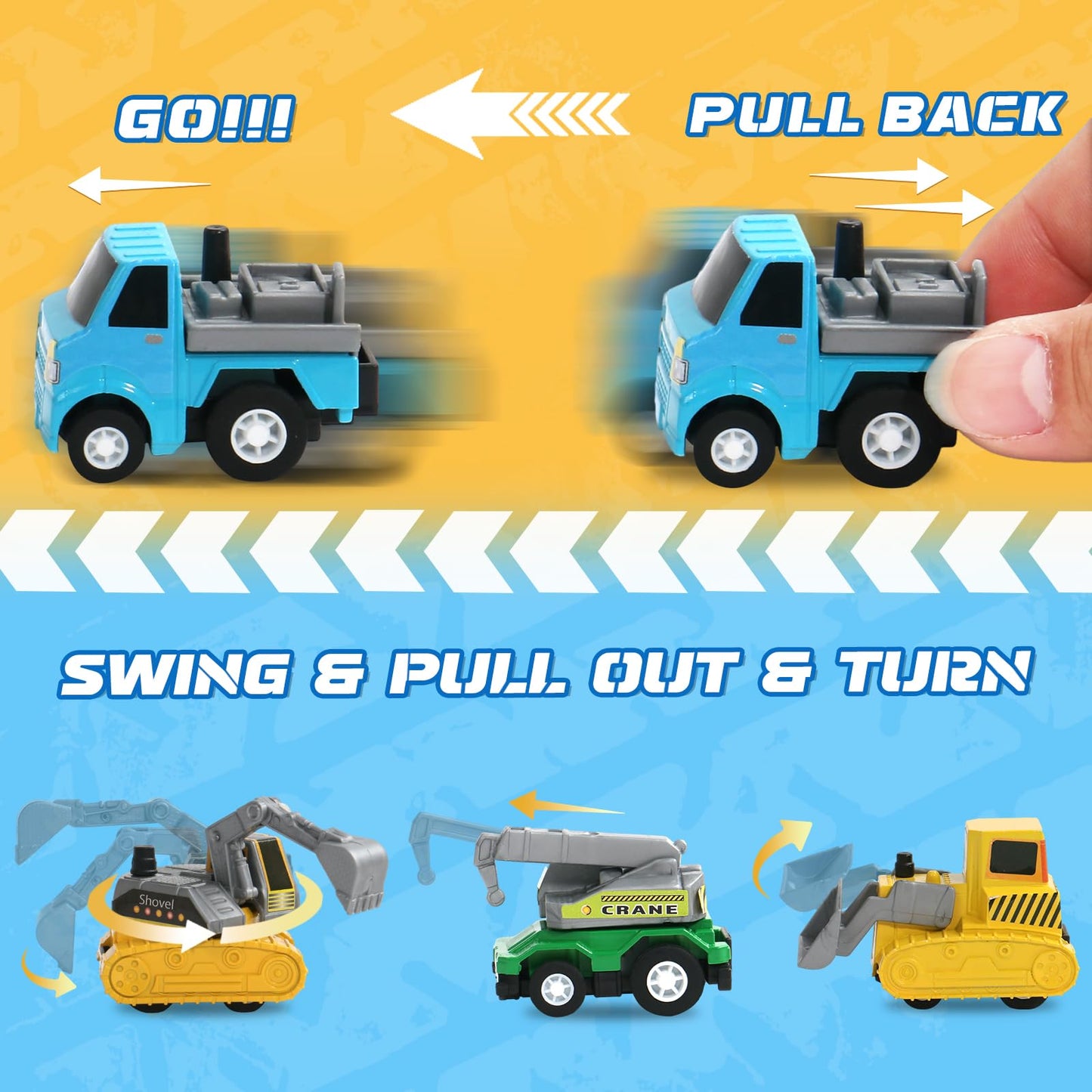 Fajiabao 18 Pcs Toddler Toys Cars for 1-3-5 Mini Pull Back Cars Small Toy Trucks Toddler Party Favors Pinata Filler Goodie Bags