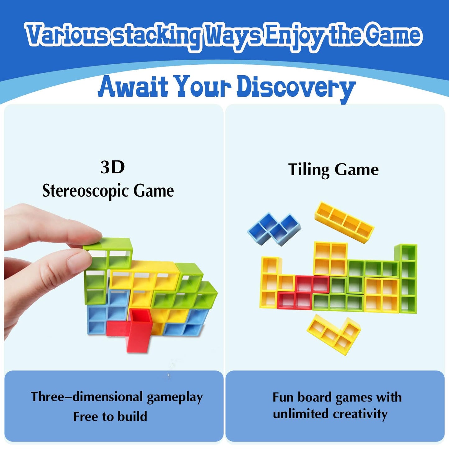 Bnneceu 48Pcs Tetra Tower Stacking Game, Balance And Fun Board Games For Family Games, Parties And Team Building Block Toys