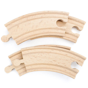4-Piece 3.5'' Curved Wooden Train Track Value Booster Pack - Compatible with All Major Toy Train Brands by Conductor Carl