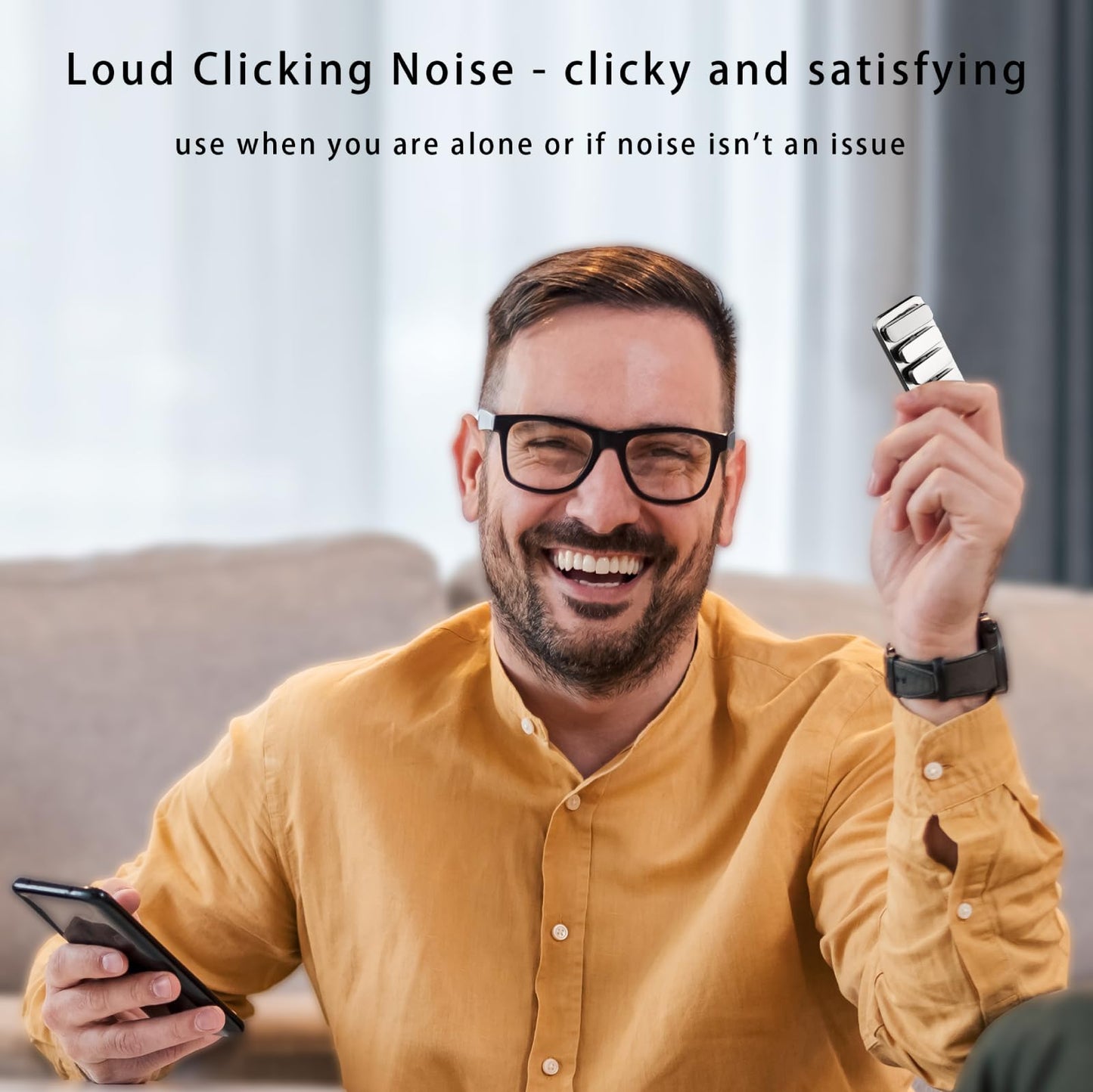 Fidget Toys Adults Metal Fidget Slider Edc Magnetic Haptic Fidget Clicker With 3 Noise Levels, Loud-Quieter-Quiet Fidget Toy For