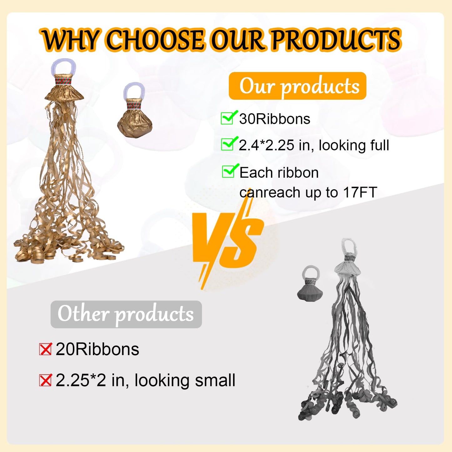 12 Pack Golden Streamer Poppers, No Mess Confetti Poppers,Party Poppers No Mess Streamers Easy to Clean Handheld Streamer Cannon