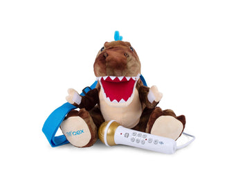 Singing Machine Portable Karaoke Machine For Kids, Plush Toy Backpack With Microphone - The Sing Along Crew, Lil Rex (Brown & Be