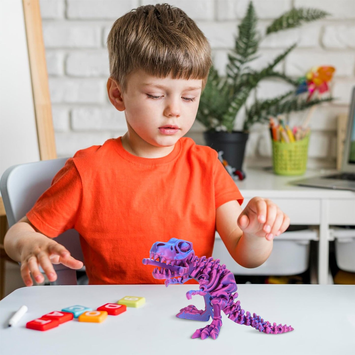 FunisFun 3D Printed Dragon with Articulated Bones for mature-themed 3D Printed Dinosaur Fidget Toys Decor for Stress Relief (Blue-Purple 1P)