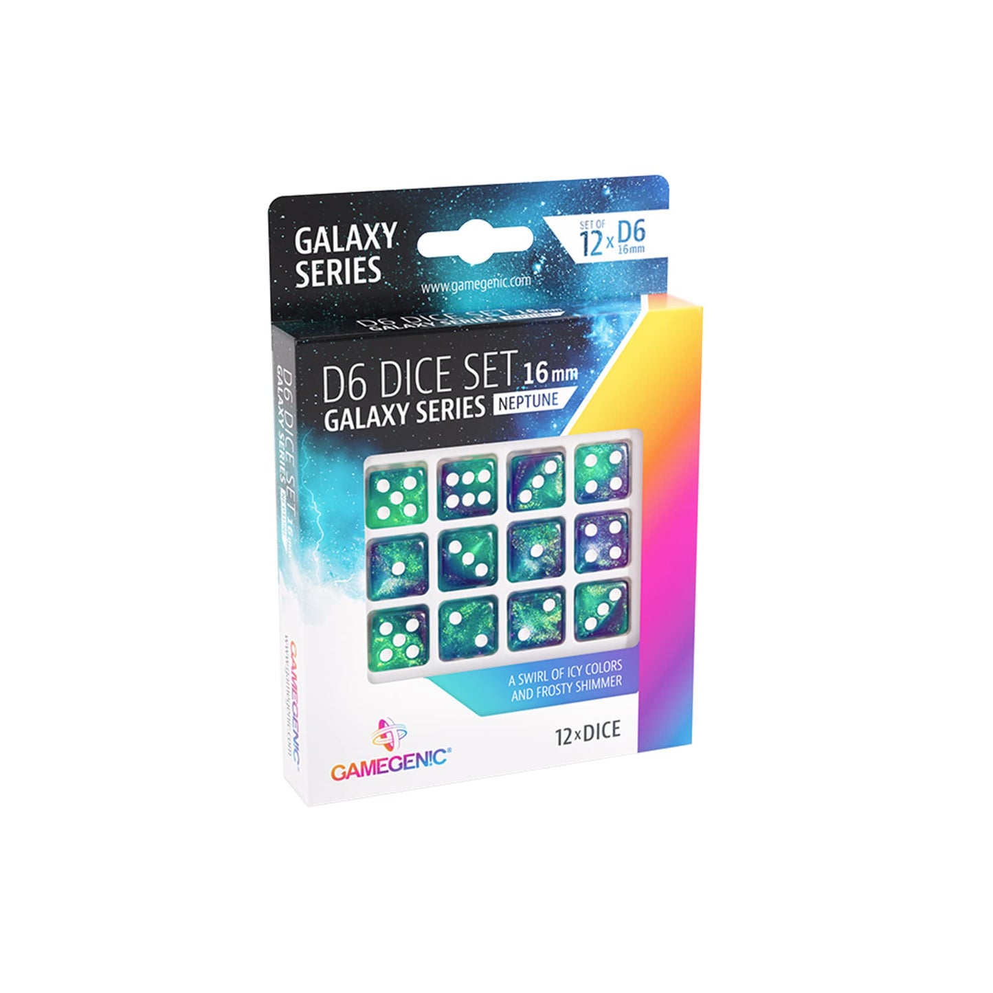 Gamegenic Galaxy Series Neptune D6 Dice Set | Six-Sided Dice | Premium Quality Resin Dice for Dice Games, Board Games and Card G