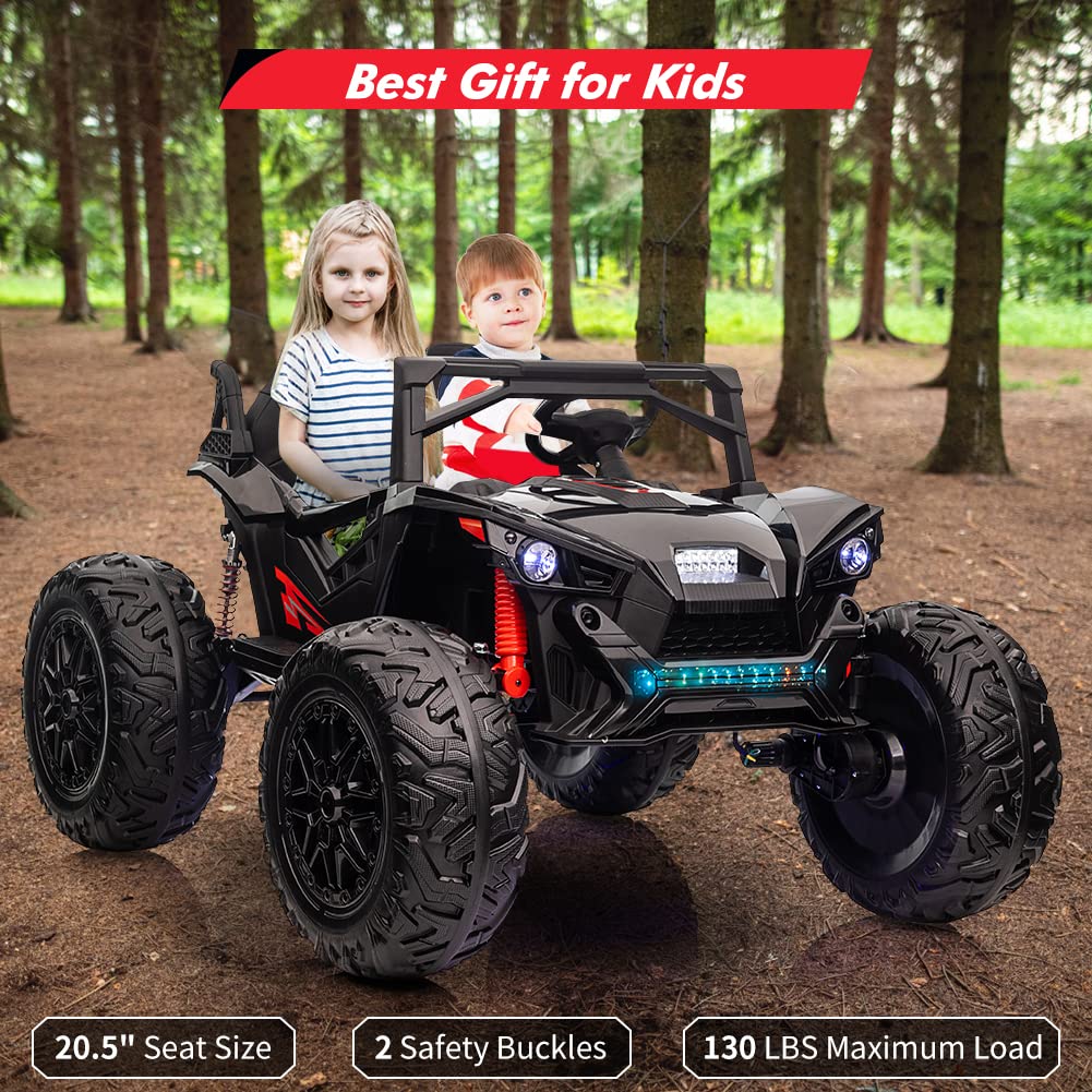 24V 2Seats Ride On Utv With Remote Control, 17'' Extra Large Eva Wheels & 20.5 Wide Seat 4Wd Electric Vehicle With Full-Metal Su