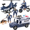 Liberty Imports 8 PCS Police Rescue Patrol Toy Vehicles and Figures Playset - Helicopter SWAT Truck Motorcycle Action Figures K-9 and Accessories for Kids Imaginative Pretend Play
