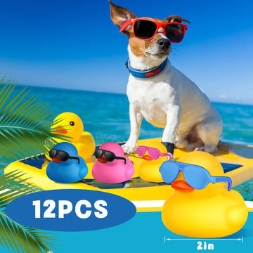 Chivao 12 Pcs Rubber Ducks With 12 Sunglasses/ Hats/ Headwear/ Scarf Small Cruise Ducks In Bulk Mini Rubber Duckies Bathtub Toys