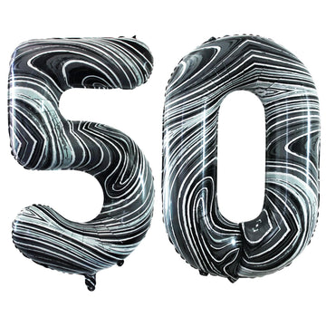 Goer Number 50 Balloons For 50Th Birthday Party Decorations,42 Inch Jumbo Foil Helium Balloons For 50Th Anniversary (Marble Black)