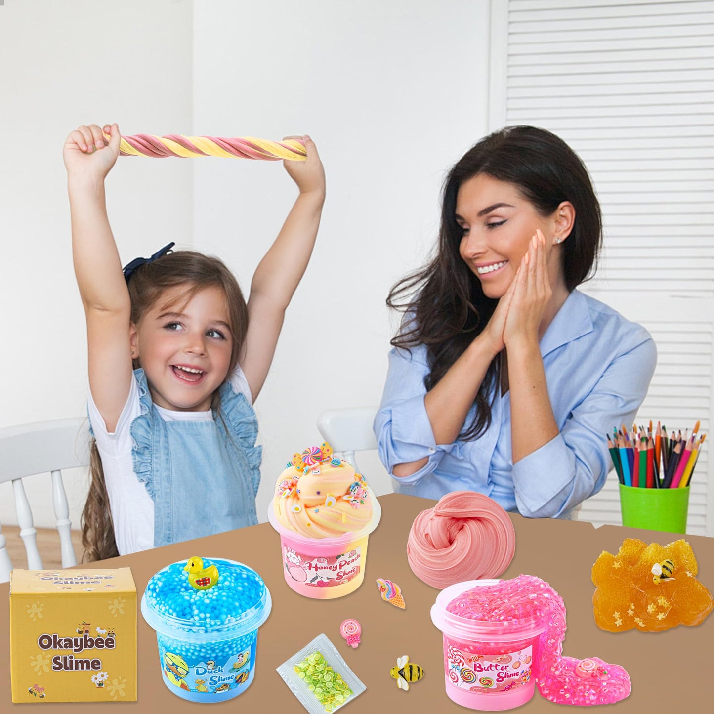 Dual Color Butter Slime, Super Soft And Non-Sticky Premade Slime For Kids, Sensory Toys For Girls And Boys Ages 8-12, Slime Part