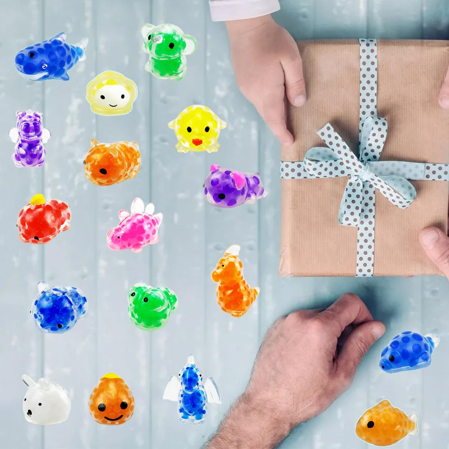 50Pcs Mini Stress Balls, Random Kawaii Squishies Bulk, Classroom Prizes, Party Favors, Birthday Gifts, Goodie Bag Stuffers,Easte