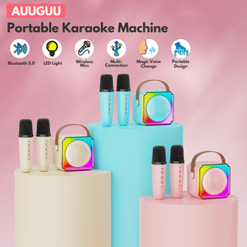 Karaoke Machine Portable Bluetooth Speaker with Wireless Microphones for Kids mature-themed Birthday Family Party Gifts Toys for Toddler Girls Boys 3 4 5 6 7 8 9 10 11 12+ Year Old