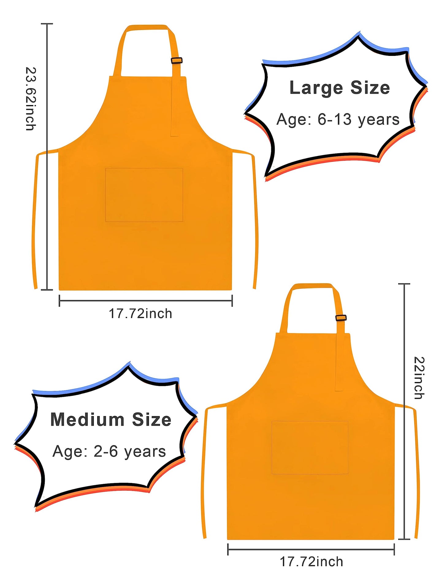 Iagbibui Kids Apron, 12 Pack Kids Aprons For Girls Boys, Children Art Painting Aprons Kitchen Classroom Cooking Baking For Age 6
