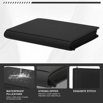 Toploader Binder Trading Card Binder Storage Hold up 288 Cards 9-Pocket Top Loader Binder with Sleeves for 3x4 Rigid Toploaders Hard Cases (9Black)