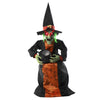Haunted Hill Farm Sitting And Talking Witch Halloween Animatronic With Moving Mouth And Light-Up Mini Cauldron For Scary Halloween Decorations, Spooky Halloween Props, Perfect For Tabletop