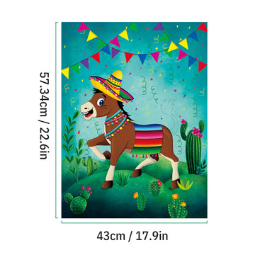 Pin The Tail On The Donkey Party Game, Mexican Donkey Game Poster Come Extra With Donkey Tail And Eye Masks For Donkey Party Favors, Kids Birthday Party, Fiesta Party