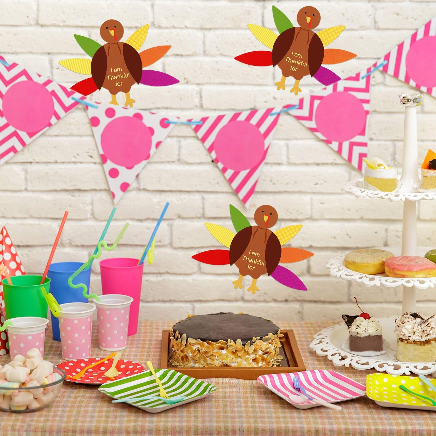 Gejoy 56 Pieces Thanksgiving Turkey Craft Kits Diy Turkey Thanksgiving Party School Activities Decoration Supplies, Makes Up To 8 Turkeys