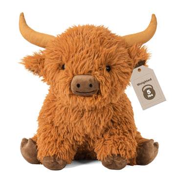 5Lbs Highland Cow Weighted Stuffed Animals, 16In Tall Big Highland Cow Plush Toy, Soft Adorable Stuffed Animal For Kids And Adul