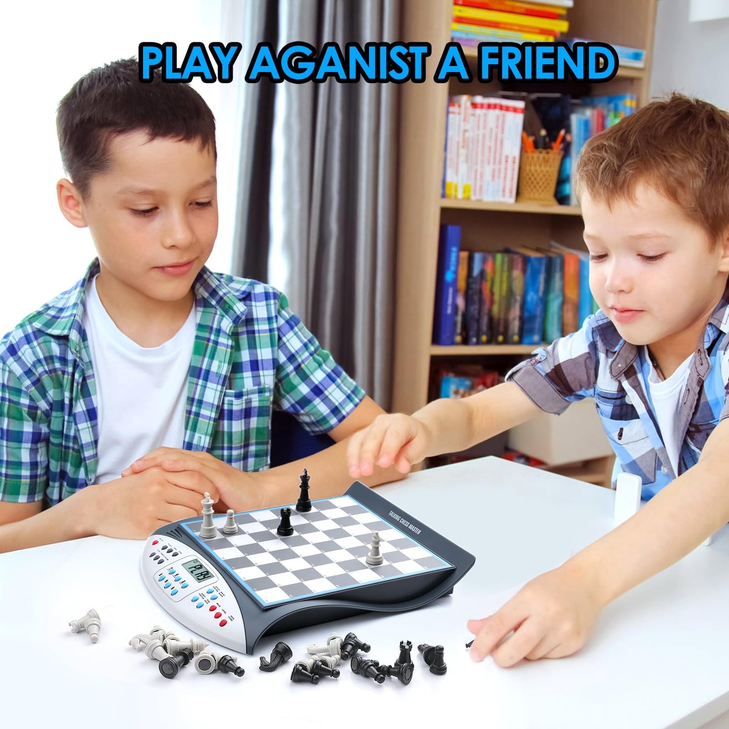 LEVEROAM Electronic Chess Set with Voice Teaching, Magnetic Board for Beginners & Advanced Players, Grey/White