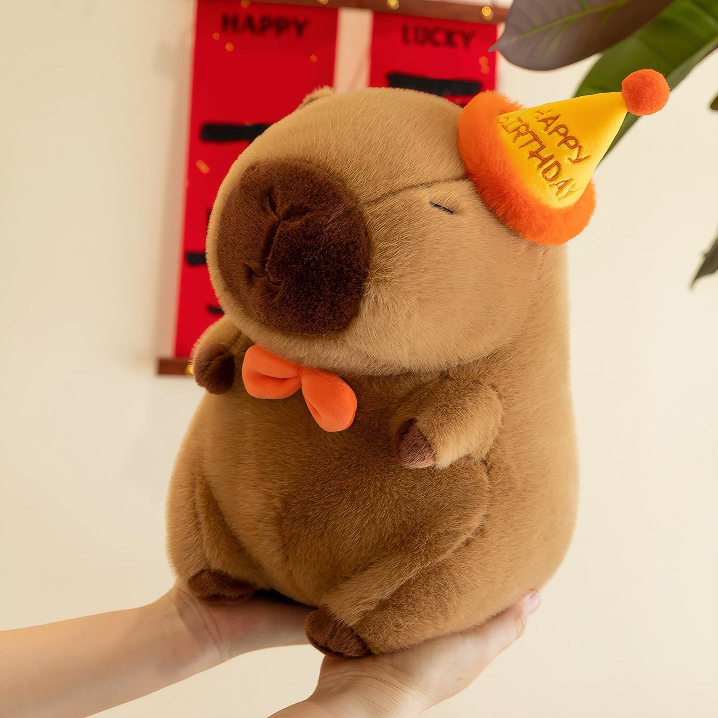 TITQWOP 13-Inch Cute Happy Birthday Capybara Plush - Soft Kawaii Stuffed Animal Gift for Kids, Birthday Capybara Plushie