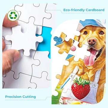 300 Pieces Puzzles for mature-themeds Summer Dog Pool Party & Food Puzzle Large Puzzles Pieces for Seniors Fun Puppy Jigsaw Puzzles for Kids Ages 8-10 Challenging Family Games Holiday Party Gifts 20.5 x 15 In