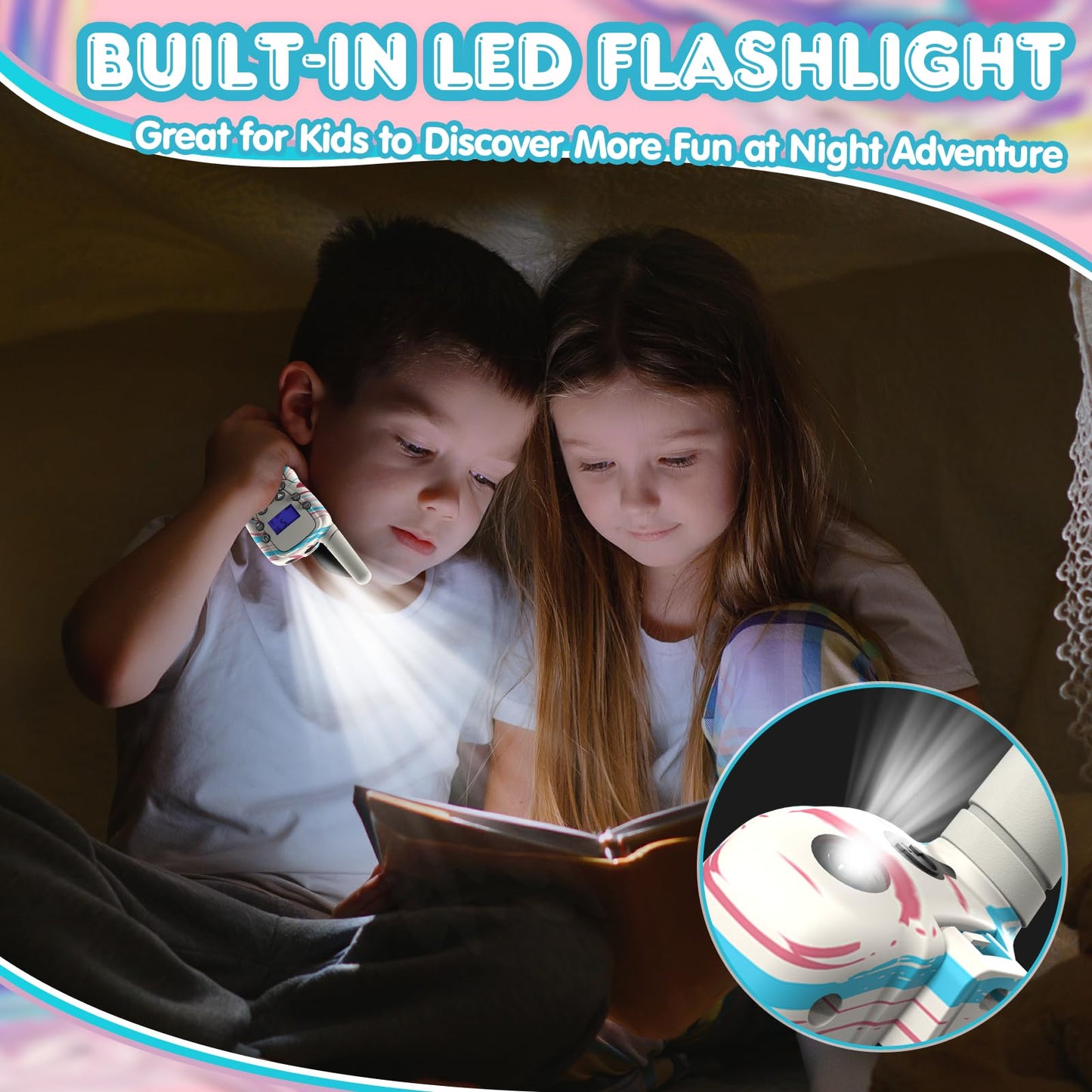 Selieve Walkie Talkie For Kids Toys For 3-12 Year Old Girls & Boys, Kids Walkie Talkies 2 Pack With 22 Channels, Led Flashlight