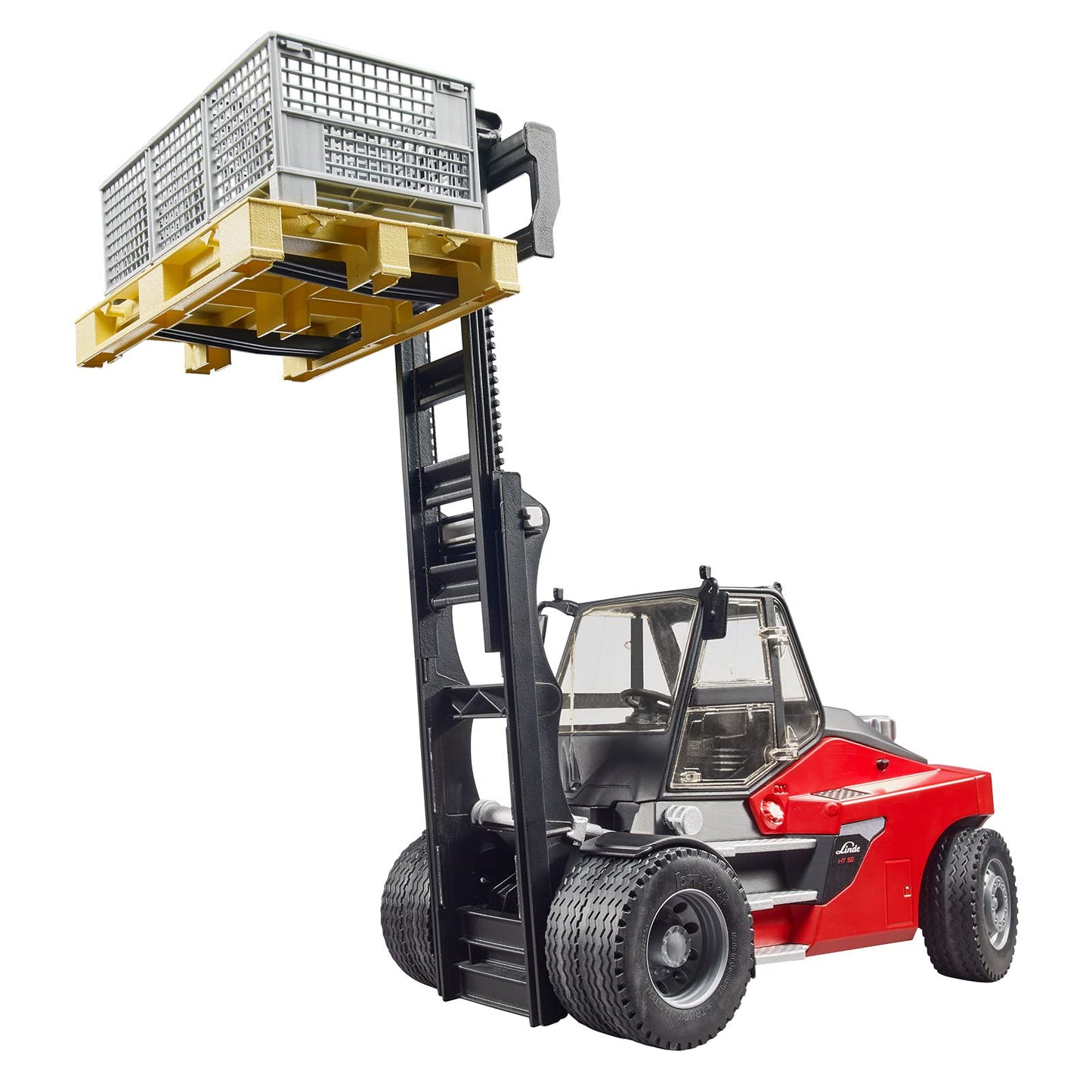 Bruder Linde Hti60 Fork Lift W Pallet And 3 Cargo Cages