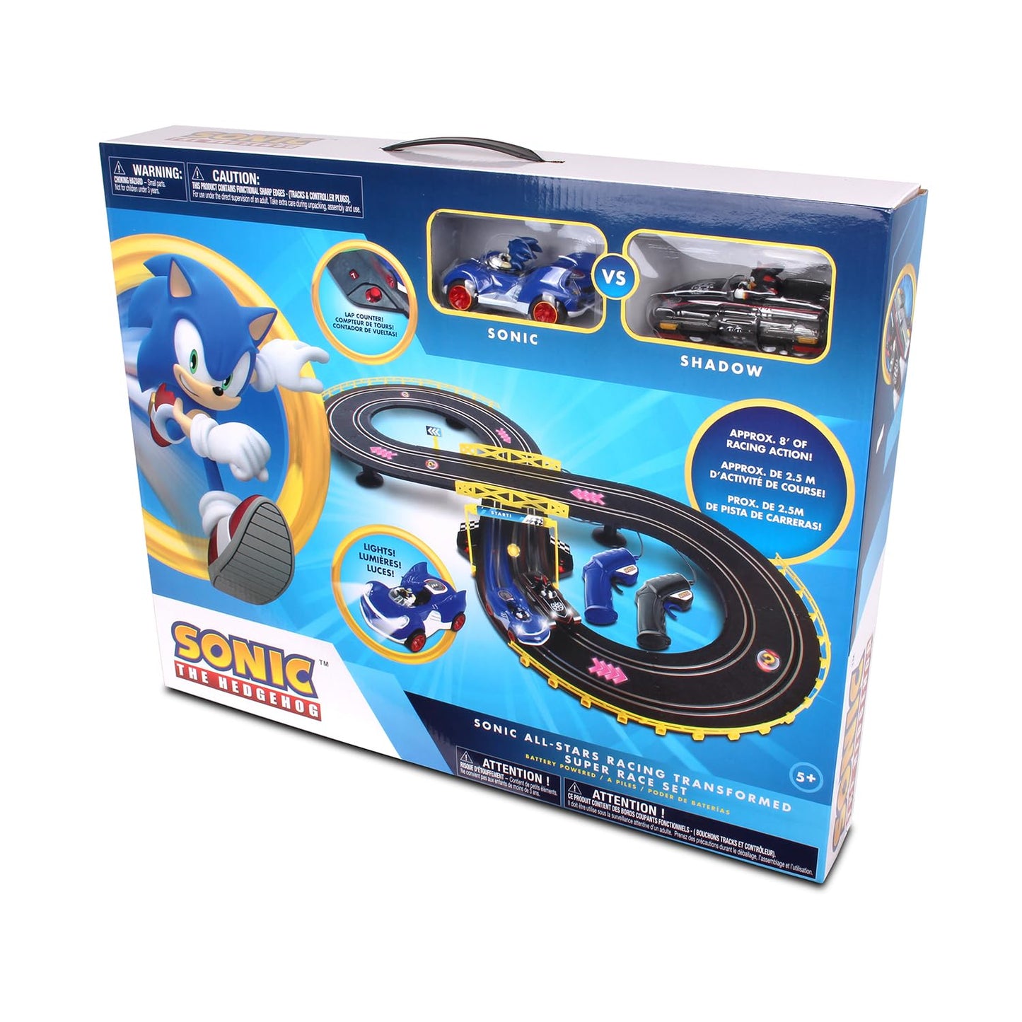 NKOK Sonic & Shadow RC Slot Car Set - Counts Laps, Working Lights, Black, Model 81562, Great for Kids Ages 5 and Up