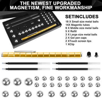 Moonhua Magnetic Fidget Upgraded Gold Pen Toy, Magnet Metal Writing Pen Toy For Anxiety Relief, Diy Multifunctional Decompression Pen For Kids Adults, Idea Gift For Christmas Teens Party Supplies