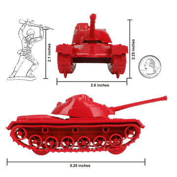 Tim Mee Toy Tanks - Red WW2 Plastic Army Men Set of 3 - Model 67721
