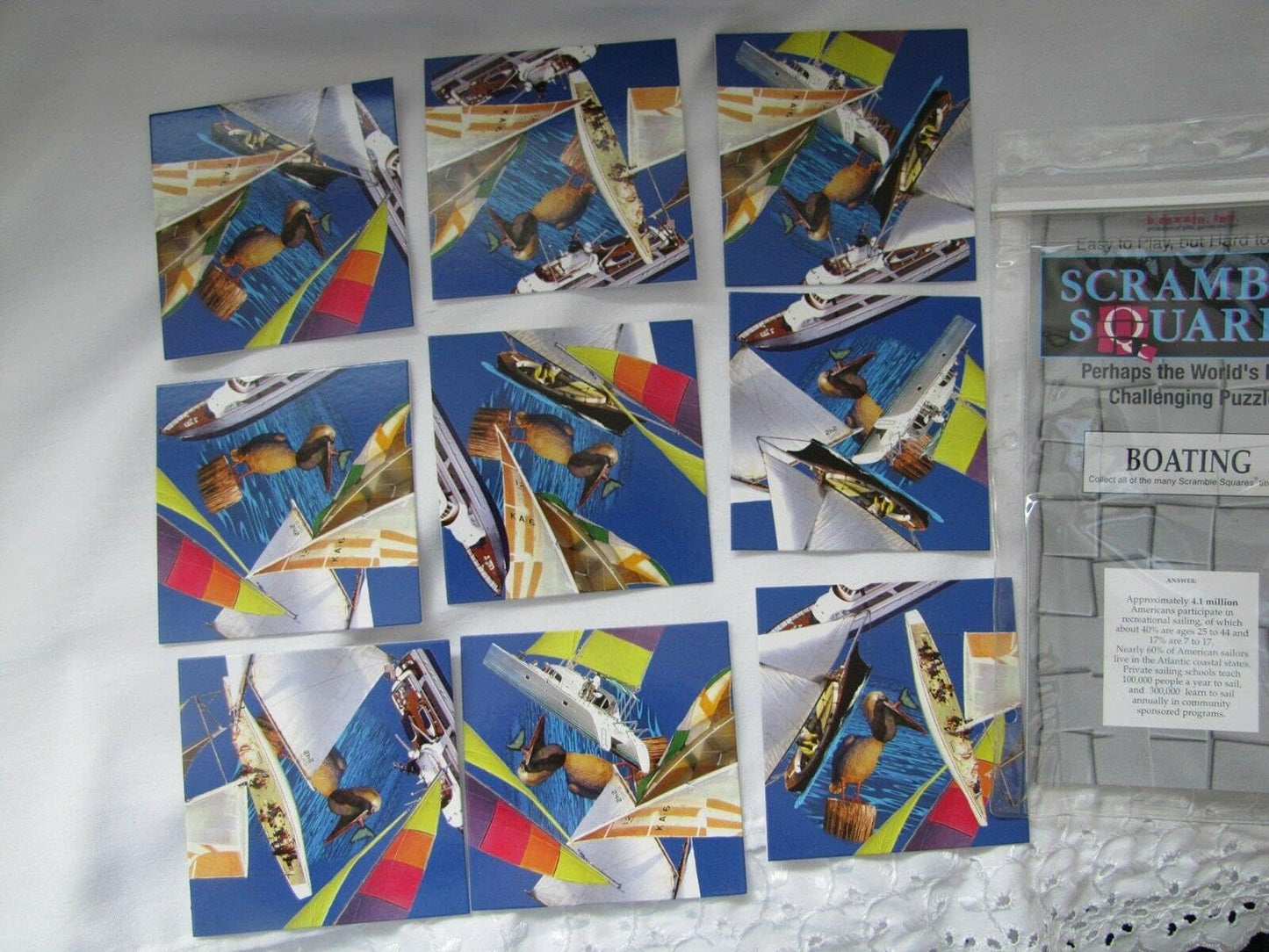 B.Dazzle Scramble Squares Boats 9 Piece Challenging Puzzle - Ultimate Brain Teaser And Mind Game For Young And Senior Alike - Engaging And Creative With Beautiful Artwork