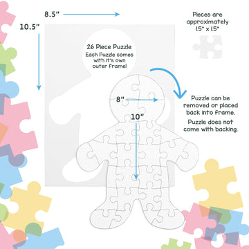 Hygloss Products 6 Blank Person-Shaped Puzzles – 8.5 X 10.5 Inches – Ideal For All-About-Me Activities – Write, Draw, And Decorate – 26 Pieces Each