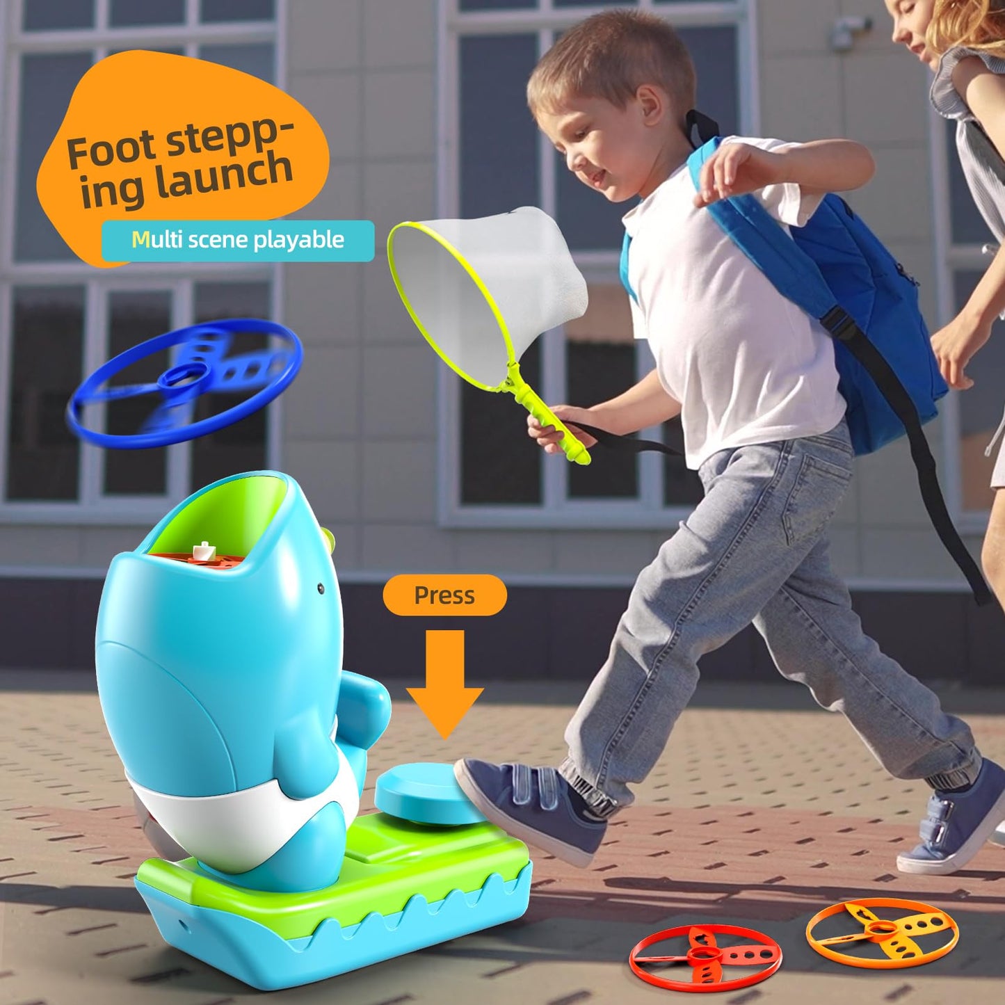 Watudou 15 Pcs Flying Disc Launcher Outdoor Indoor Game Toys Gifts For 3 4 5 6 Year Old Boys Kids, Outdoor Outside Game Toys For