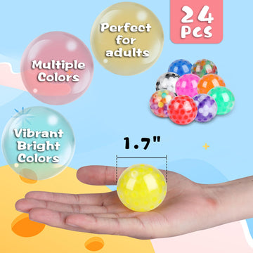 24Pack Stress Balls, Squishy Toys, Squishy Squeeze Balls Bulk Fidget Toys For Adults Squishy Balls, Stress Relief Toys, Party Fa