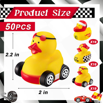 Shappy 24 Pieces Race Car Driver Rubber Duckies 2 Inch Mini Rubber Ducks For Kids Birthday Party Decorations Gift Classroom, 3 D