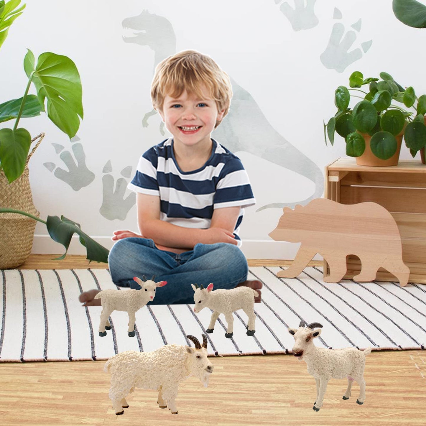 Higherbros Goat Figurines 4Pcs Goat Animal Toy Set Sheep Toys Farm Animal Figurines Goat Decor For Kids Preschool Toy Goat Gifts