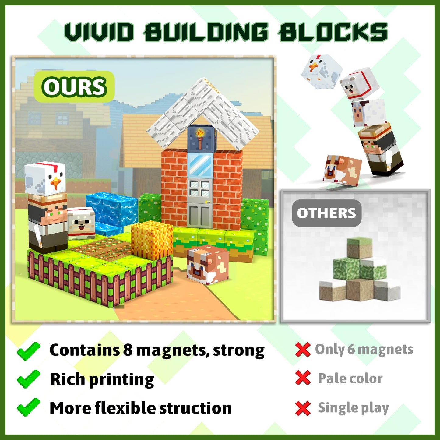 Magnetic Blocks, Magnetic Building Blocks For Kids Toys, Creative Preschool Sensory Autism Magnet Toys For Ages 3-5 5-7 8-13,Christmas Birthday For 3+ Years Old Girls & Boys