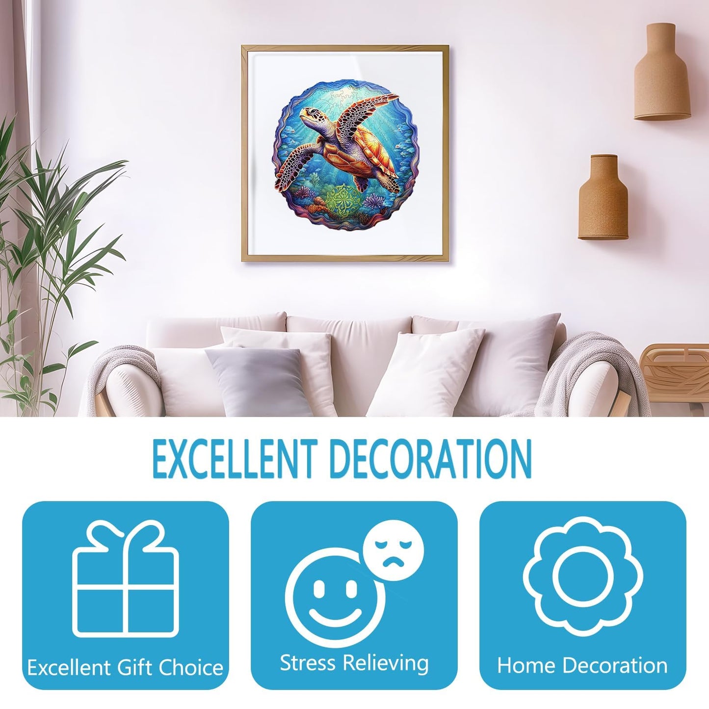 Wooden Puzzles For Adults - Advanced Deep Sea Turtle Wooden Puzzle, Unique Shape Wooden Jigsaw Puzzles For Adults, Wood Puzzles