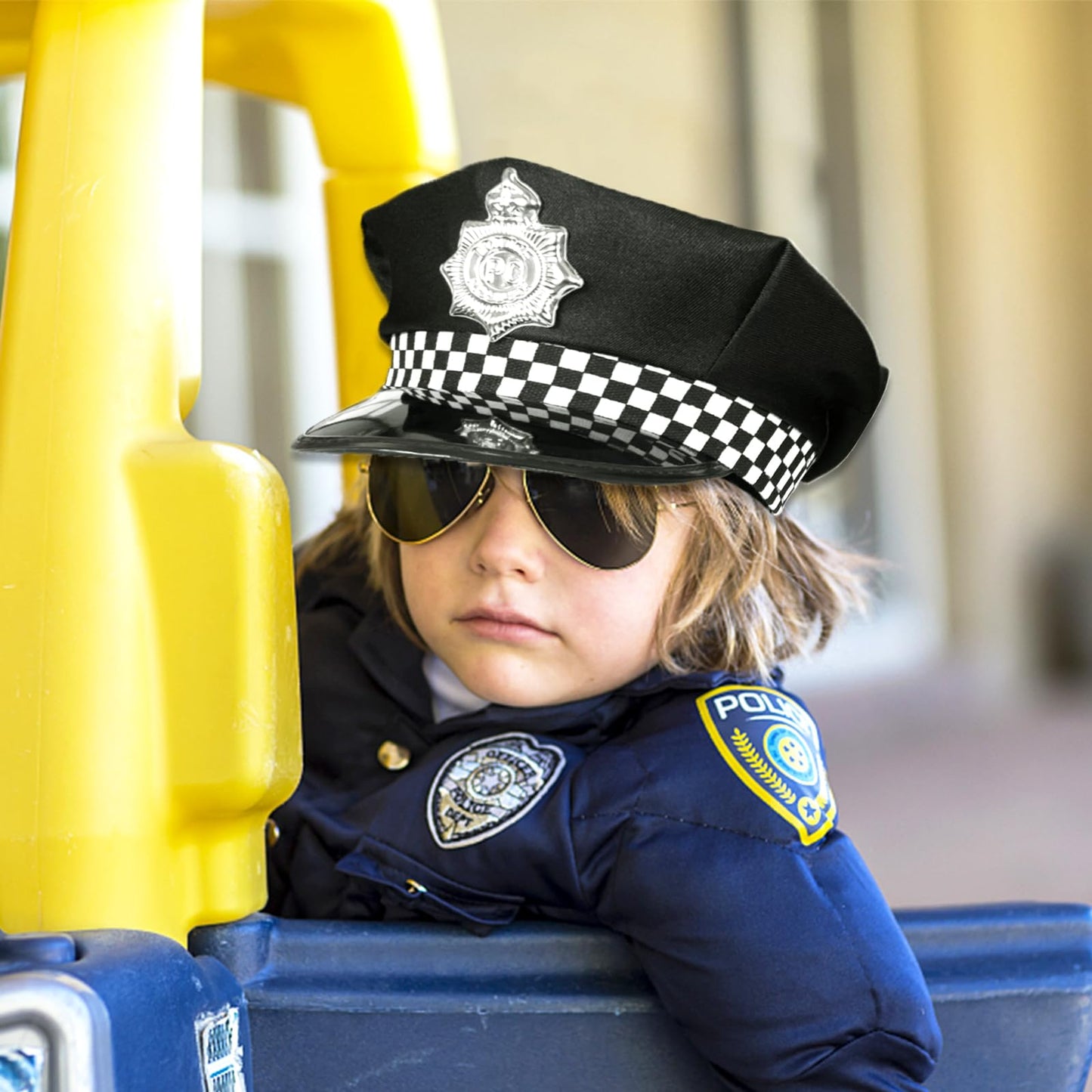 Tusauw 6Pcs Kids Police Accessories Toy Police Badge Police Handcuffs Walkie-Talkie Sunglasses Police Pretend Play Toy Set Rolep